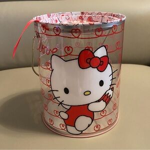 Hello Kitty ♥️ Valentine's Day Clear Bucket Pail Tin Money Savings Bank Pen Cup